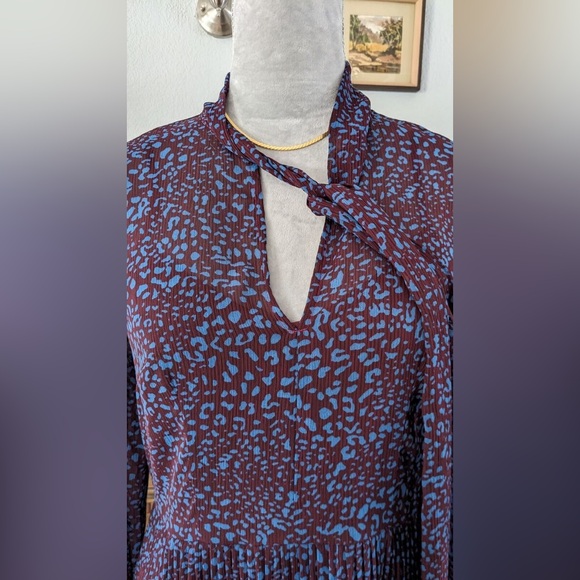 A NEW DAY Multicolored Romantic Classic Pleated Maxi Dress Long Sleeves - Picture 6 of 12